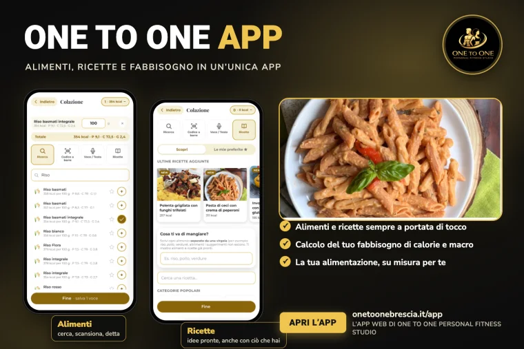 One to One App: ricerca degli alimenti, ricette e calcolo del fabbisogno